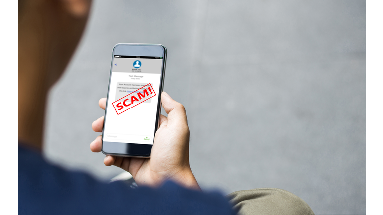 Text message SMS scam or phishing concept