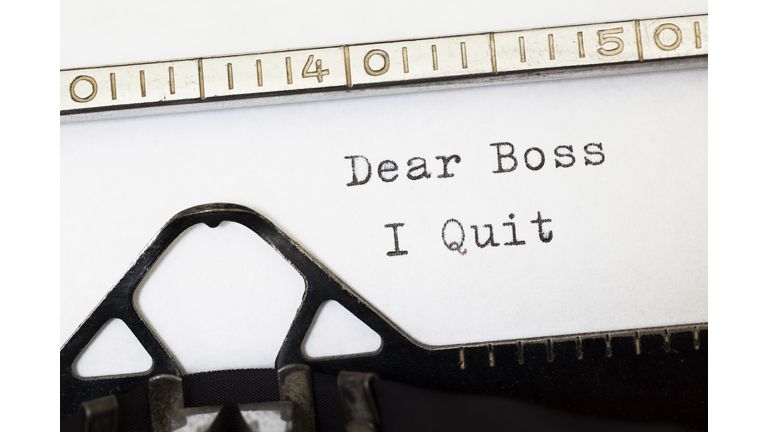 Dear Boss i Quit. Written on old typewriter