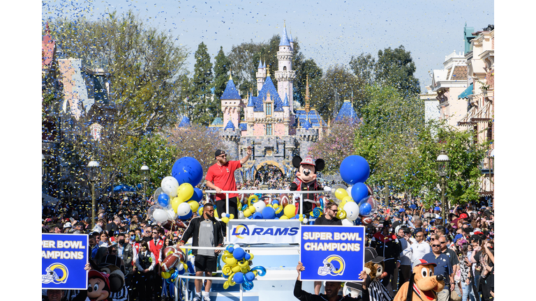 LA Rams celebrate Super Bowl win at Disneyland