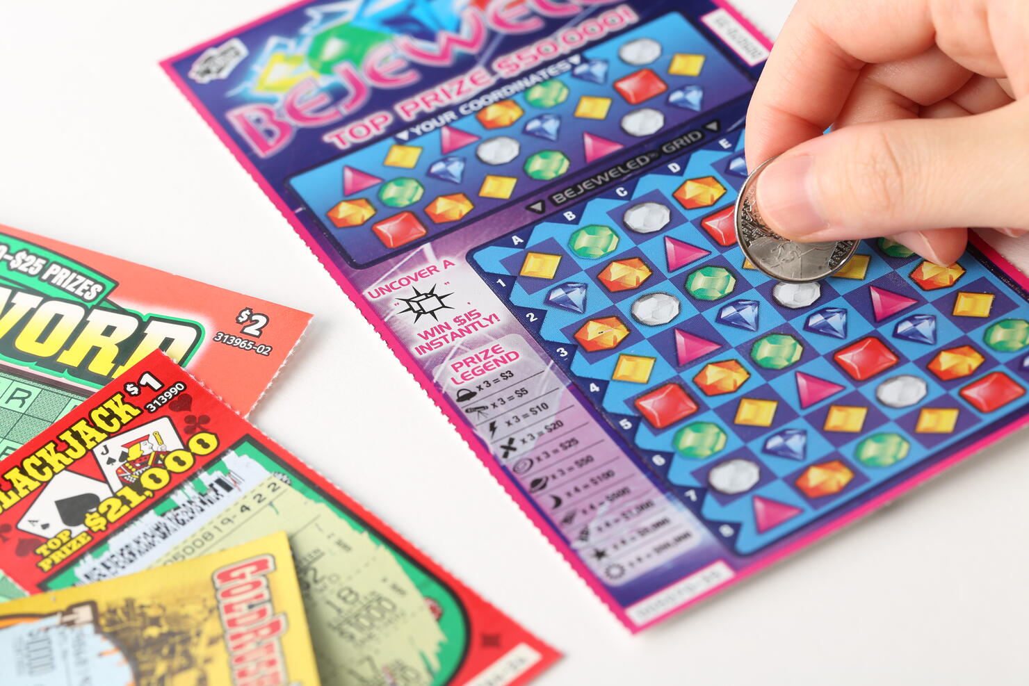 Scratching lottery ticket