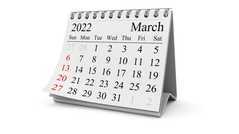 Calendar March 2022