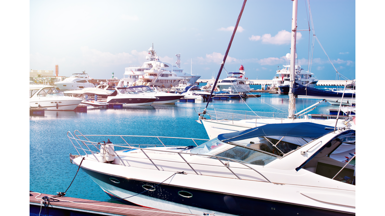 Sea yachts in dock