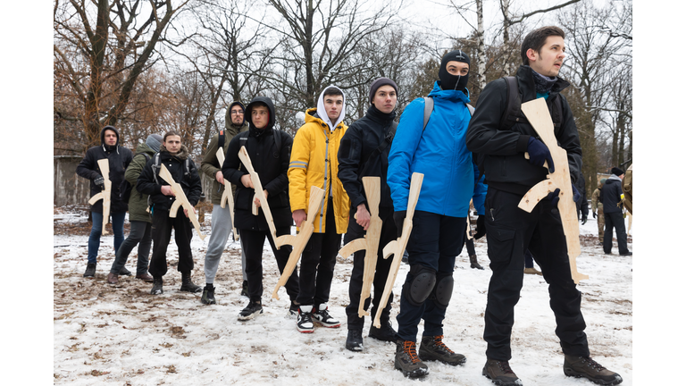 Military exercises for civilians in Kyiv, Ukraine