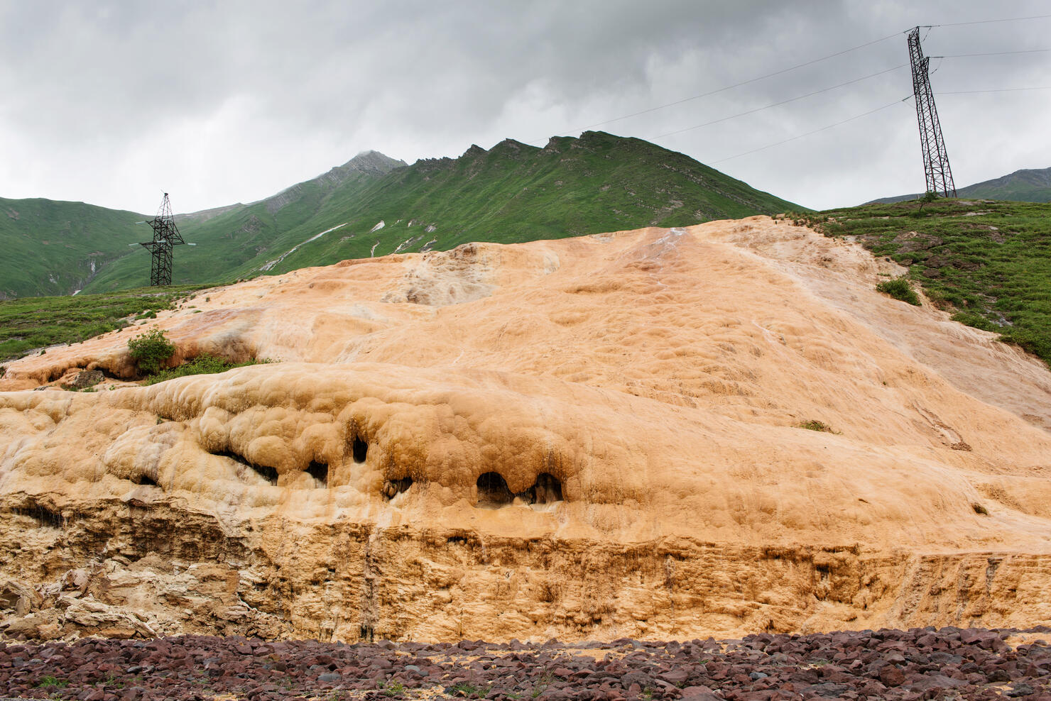 Landslide on a mountain slope