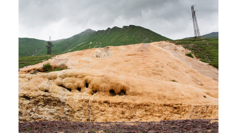 Landslide on a mountain slope