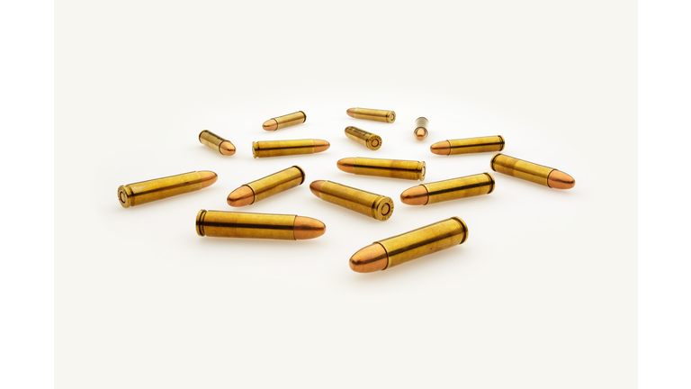 Scattered Bullets Isolated on White