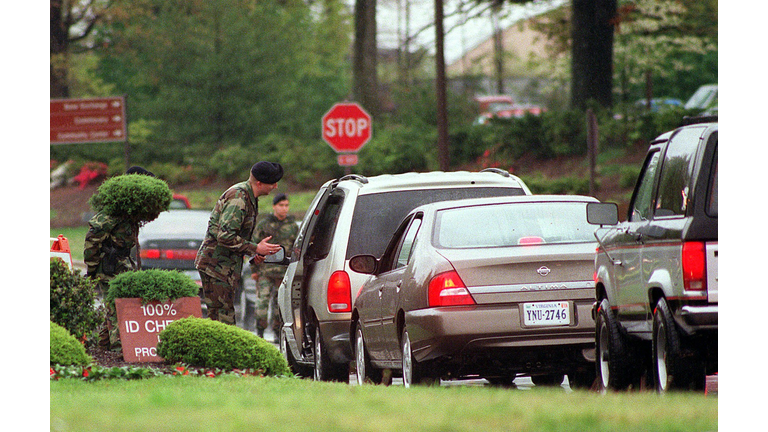 An unidentified US Air Force military policeman tu
