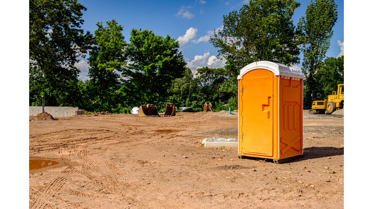 Construction site with port-a-potty
