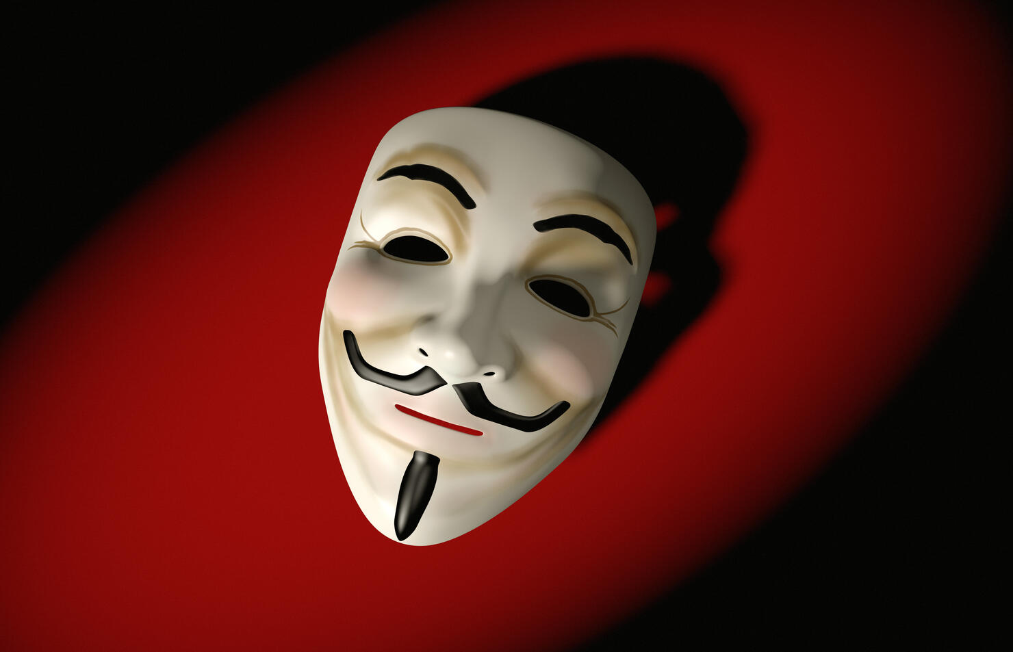Mask of Guy Fawkes on red