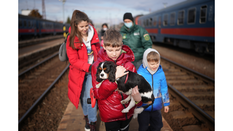 Ukrainians Flee To Hungary Amid Russia's Armed Invasion