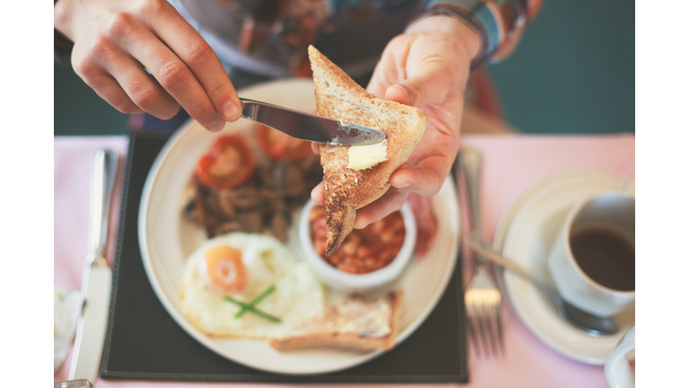 Eating breakfast