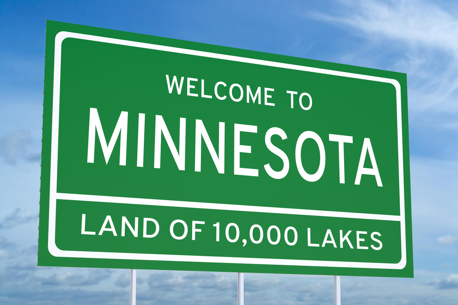 Welcome to Minnesota state road sign