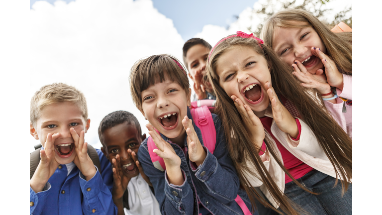 School children shouting outside