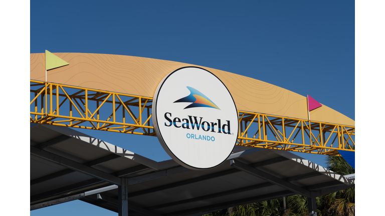 A SeaWorld sign at the entrance in Orlando, Fl, USA.