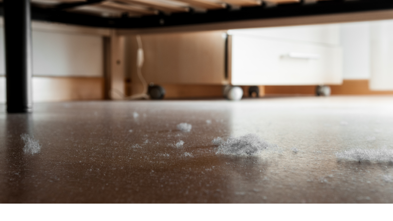 Dust and dirt on a wooden floor