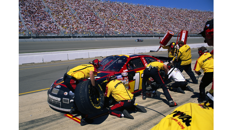 Pit Crew Working on Car in NASCAR Race