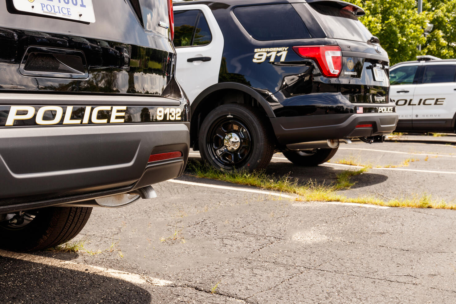 New police cars waiting for calls at the station III