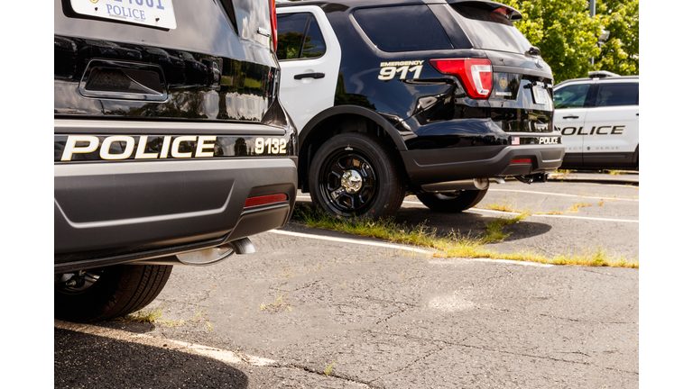 New police cars waiting for calls at the station III