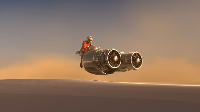 Flying AirPod on Desert