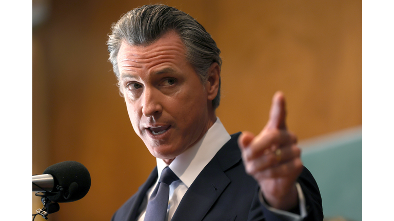 California Governor Gavin Newsom Meets With Campaign Staff And Volunteer On Day Of Recall Election Vote