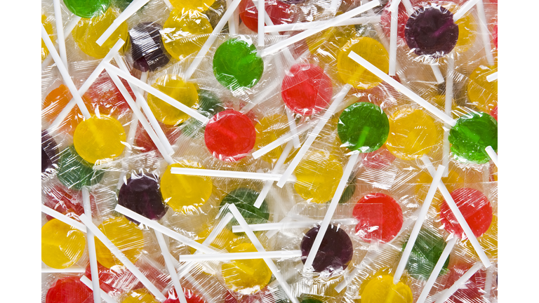 Background filled with colorful lollipops