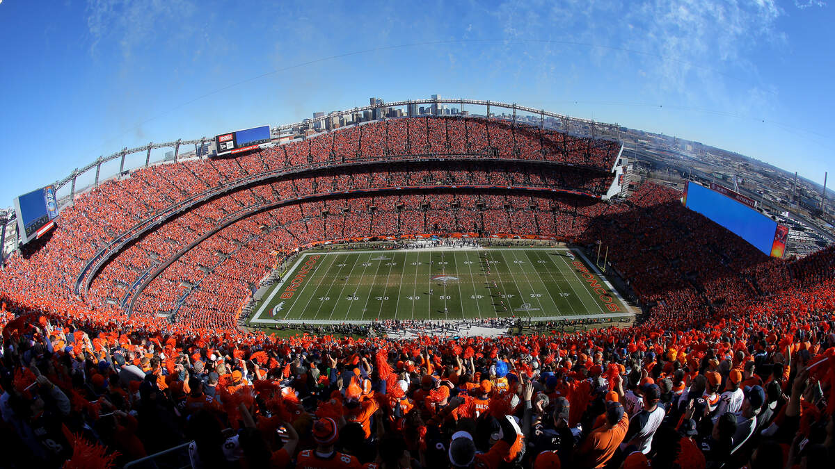 Denver Broncos stadium Empower Field at Mile High on fire as dark