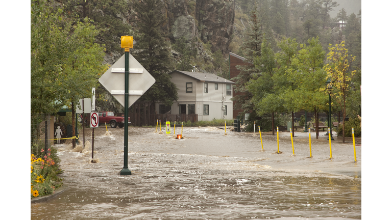 Flooded streets Estes Park Colorado