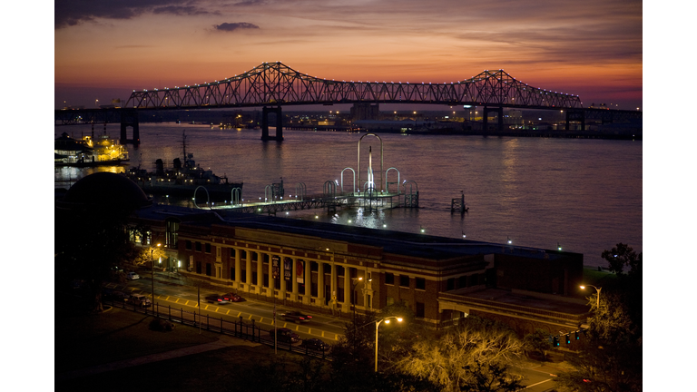 Mississippi River at dusk in Baton Rouge, LA