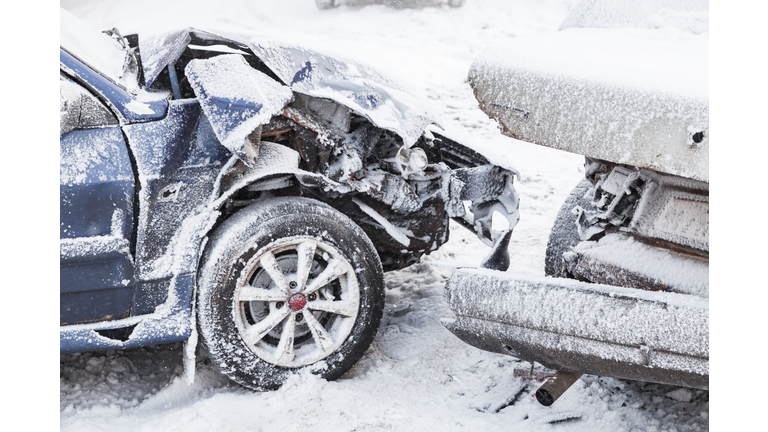 Crashed cars right after an accident