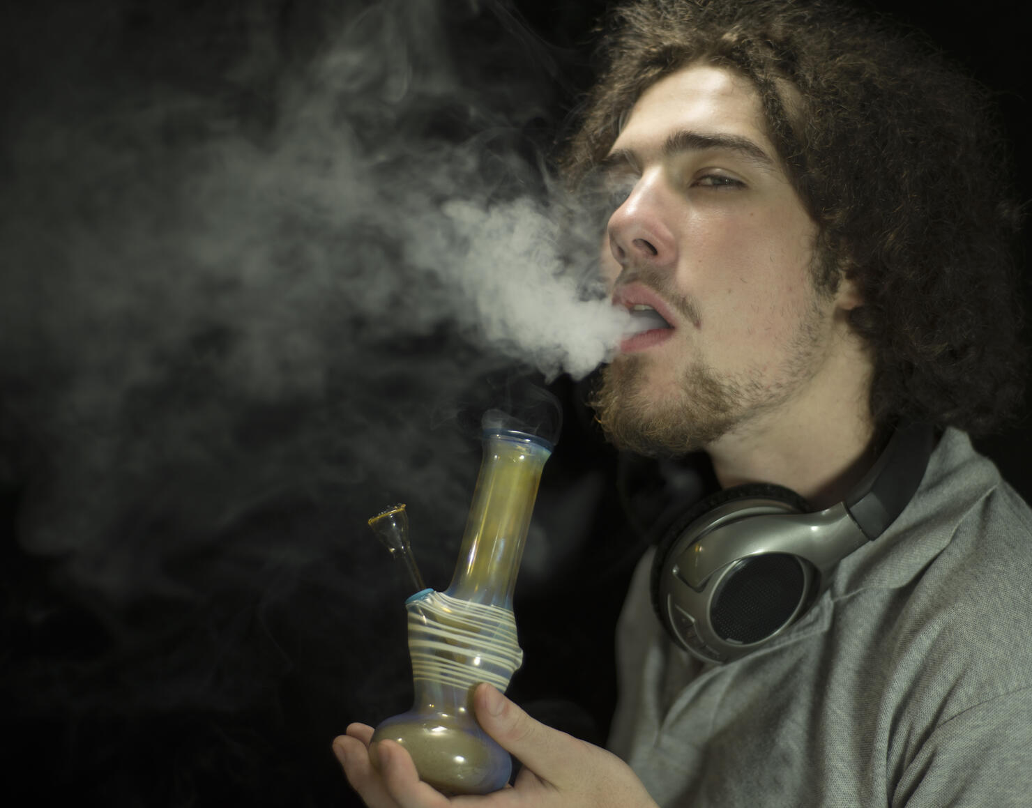 Getting high smoking a bong