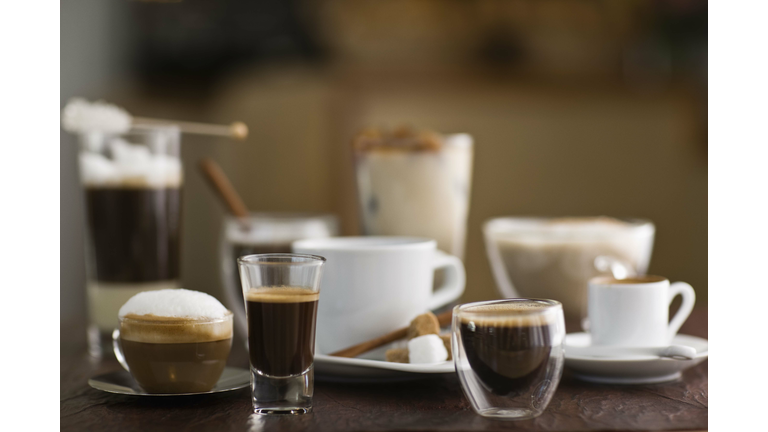 Still life of coffee drinks