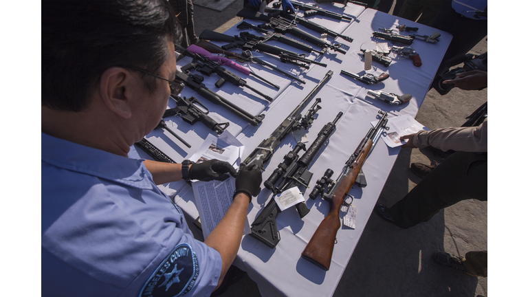 Thousands Of Seized Guns Are Melted At The Los Angeles County Sheriff's Office Annual Gun Melt