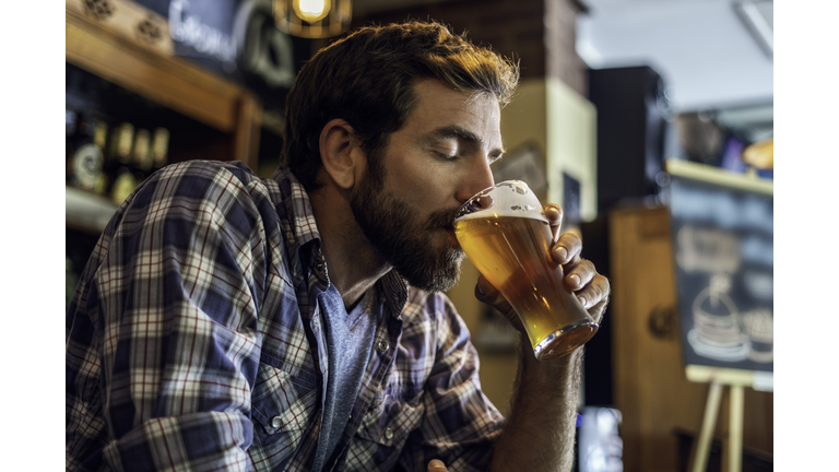 Man drinking beer