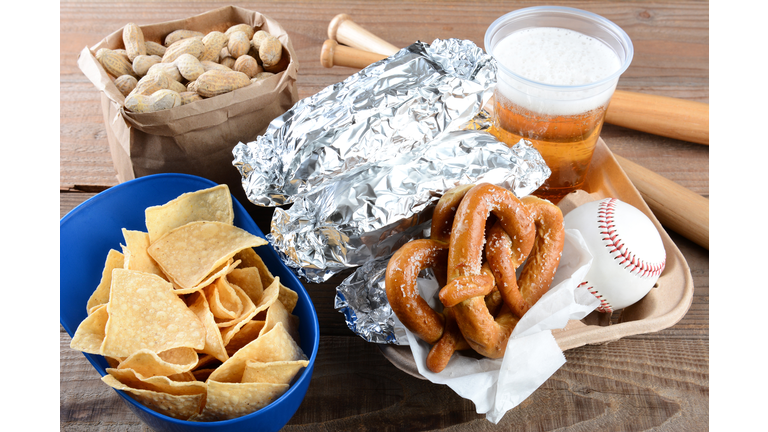 Food and Souvenirs at a Baseball Game