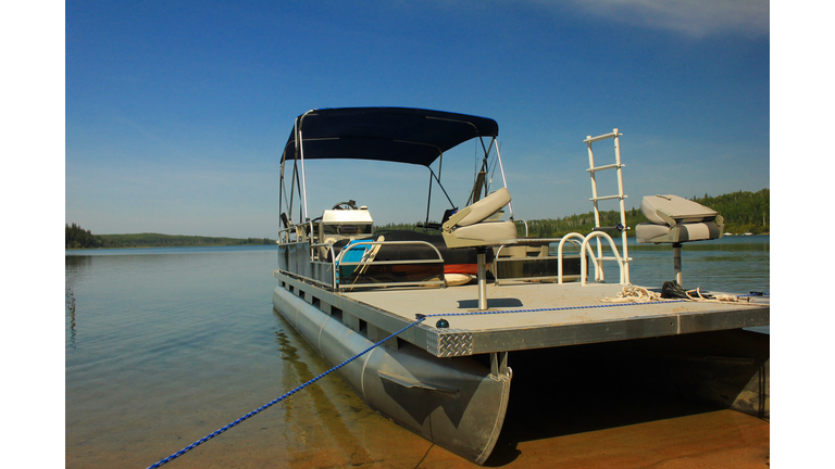 Pontoon on lake