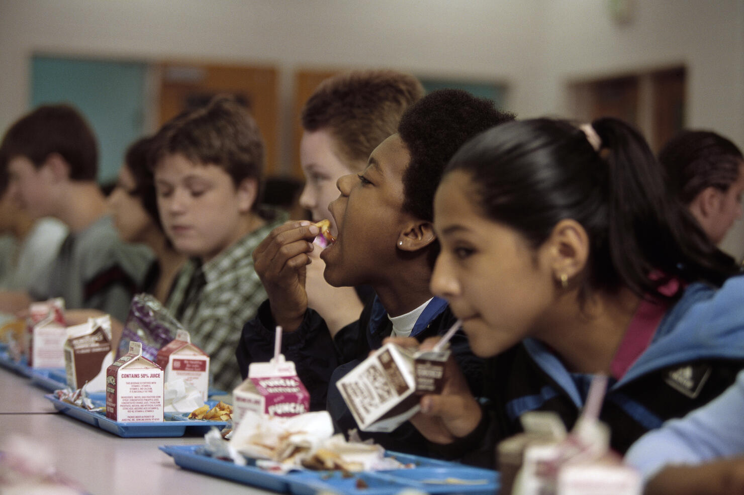 Students Eating in a Cafeteria