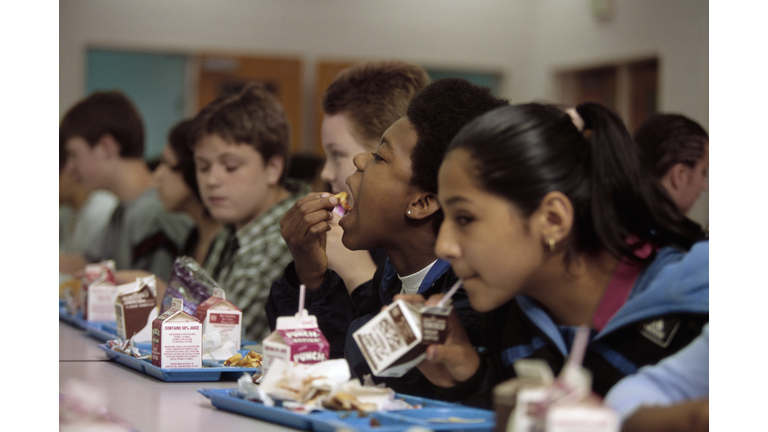 Students Eating in a Cafeteria