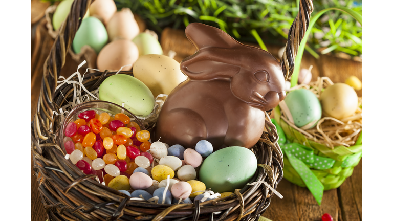 Chocolate Easter Bunny in a Basket