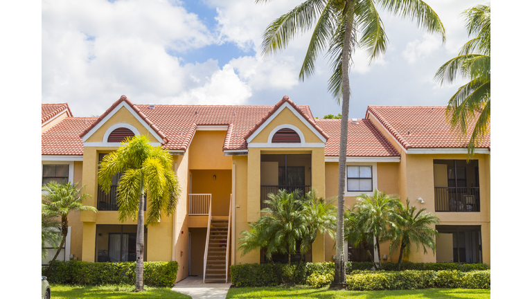 Modern middle-class neighborhood architecture in Miami , Florida, USA