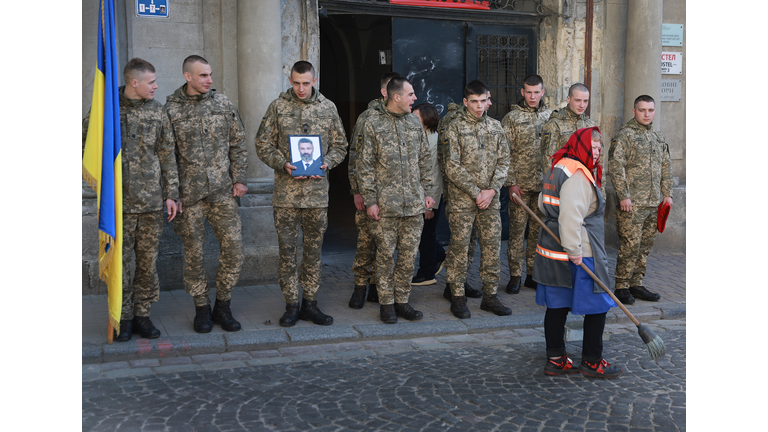 Funeral Held For Ukrainian Serviceman As Losses Mount In Monthlong War