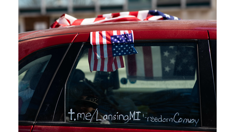 "Freedom Convoy" Protests Covid Restrictions At Michigan Capitol In Lansing