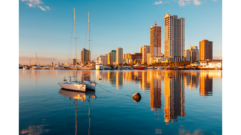 Skyline of Manila City and Manila Bay, Philippines