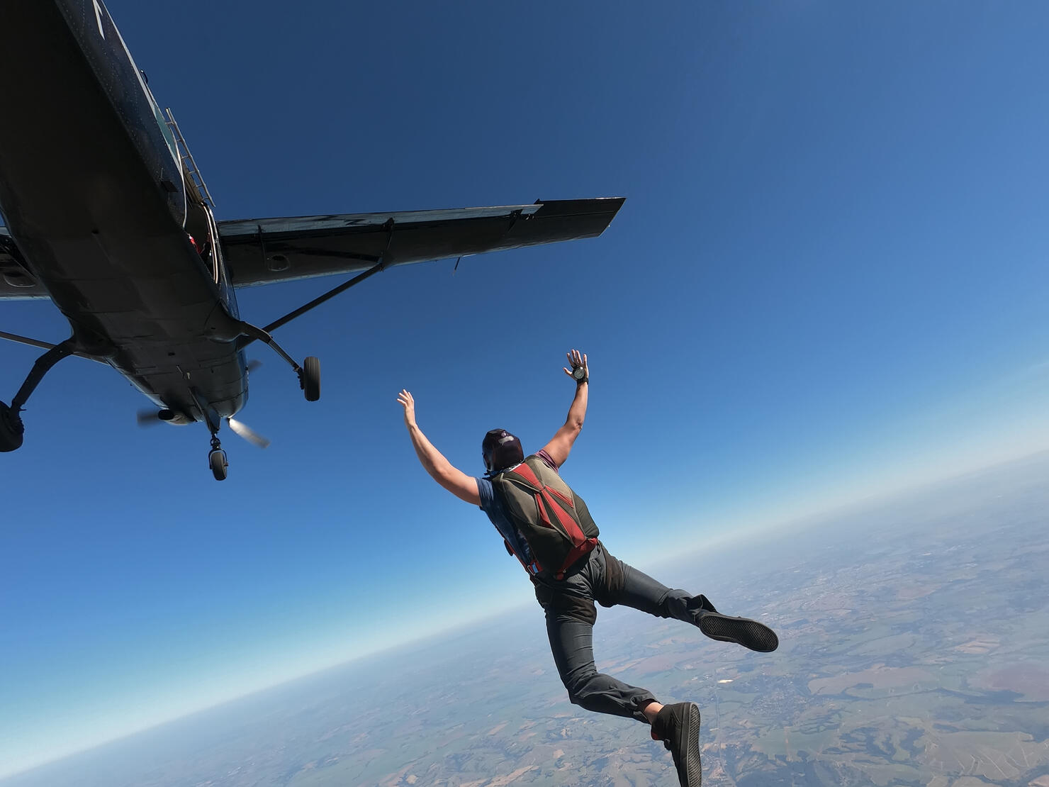 Skydiver jump out the plane
