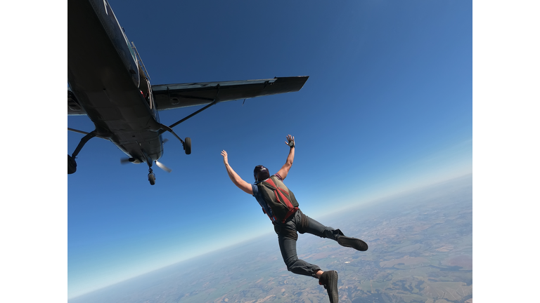 Skydiver jump out the plane