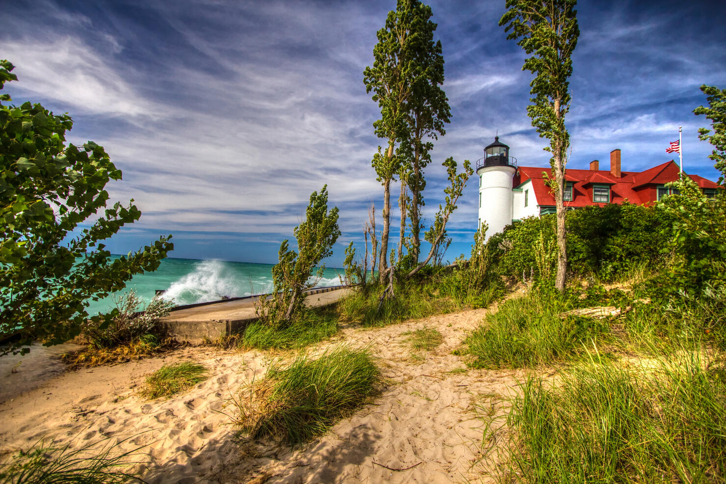 Point Betsie Lighthouse On Lake Michigan