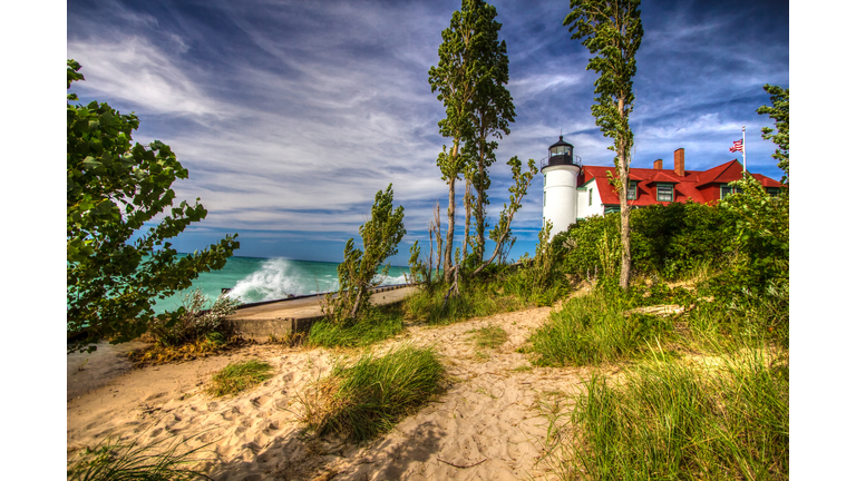 Point Betsie Lighthouse On Lake Michigan