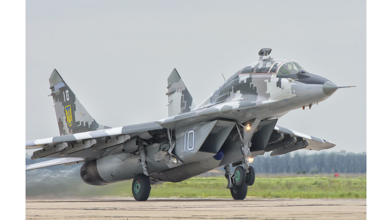 Ukrainian Air Force MiG-29 taking off from Mykolaiv Air Base for a training mission, Ukraine.