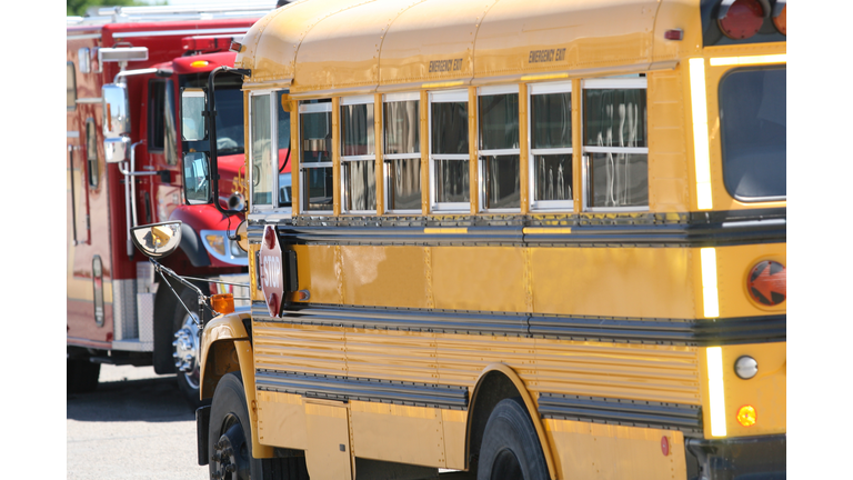 School Bus with Firetruck