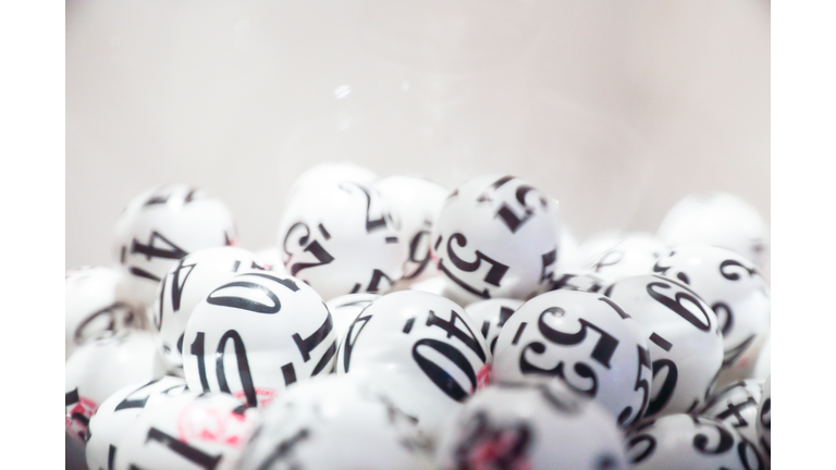 Group of black and white lottery balls