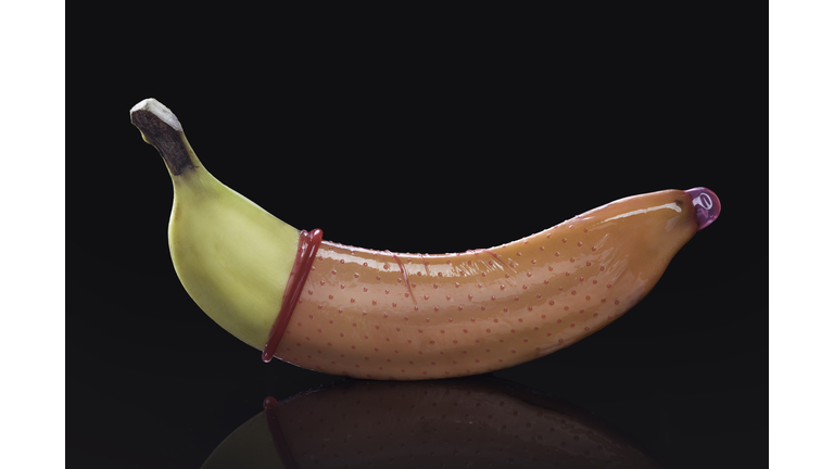 banana with condom, studio